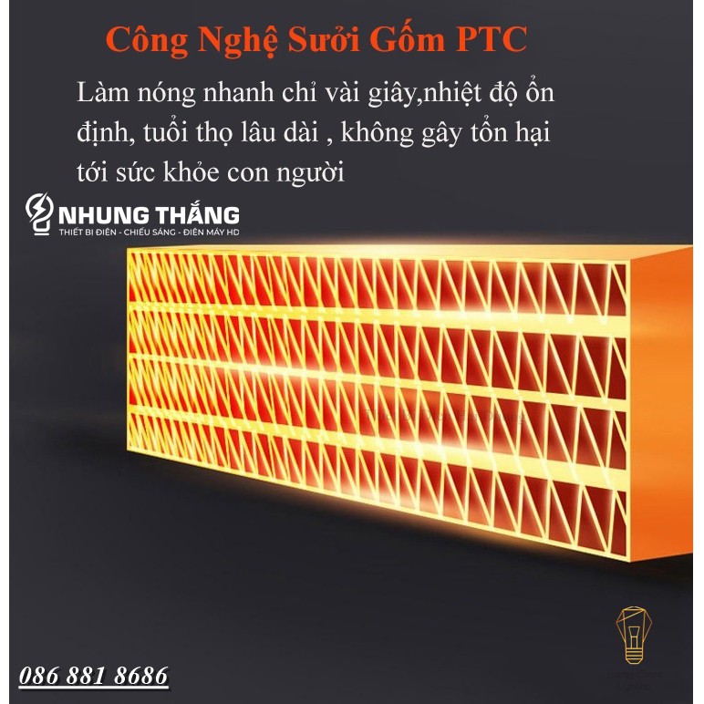 Máy Sưởi Cây NSB-200A1 Quạt Sưởi Để Sàn - Công Nghệ Sưởi Gốm PTC - Làm Nóng Nhanh - Chế Độ Quay Tỏa Nhiệt Đều