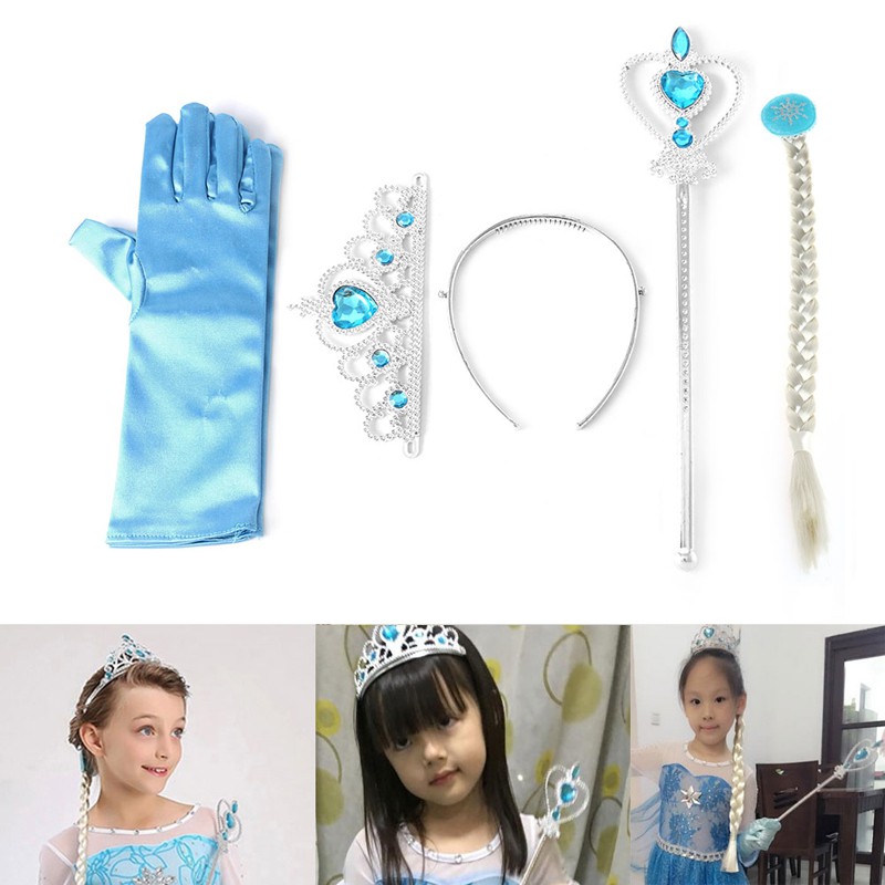 Bộ Vương Miện Và Găng Tay Hóa Trang Nhân Vật Elsa Anna