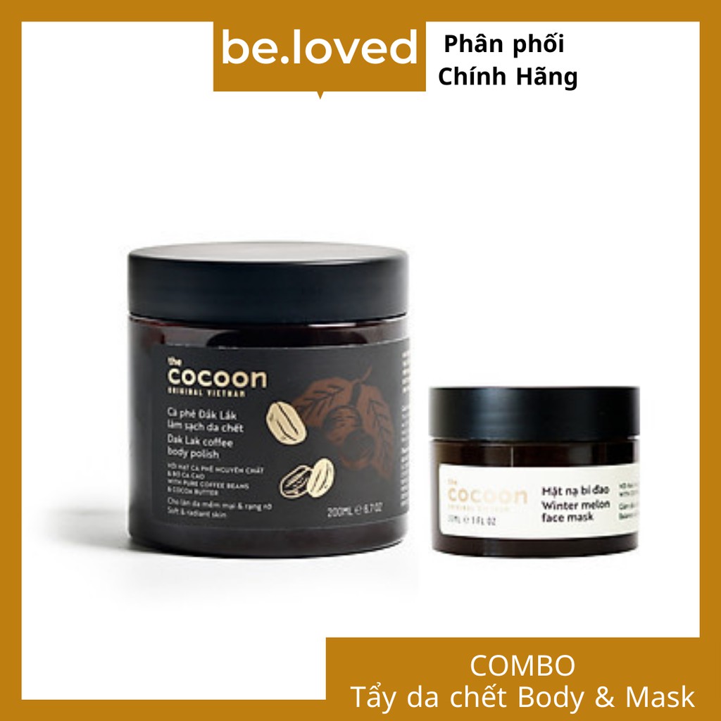 Combo Làm sạch da chết cơ thể Cà Phê Đăk Lăk Cocoon 200ml+Mặt nạ bí đao Cocoon 30ml-BELOVED