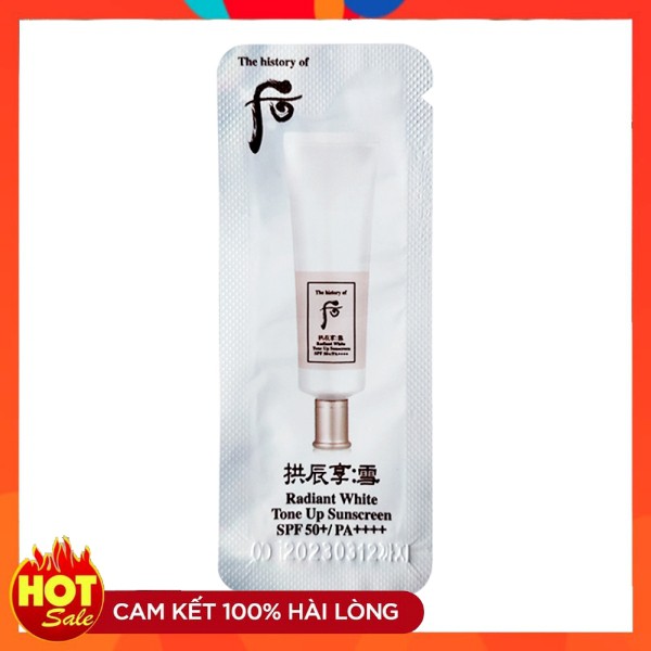 Kem chống nắng Whoo Radiant White Tone Up Sunscreen Spf50+/pa++++ dưỡng trắng, nâng tone