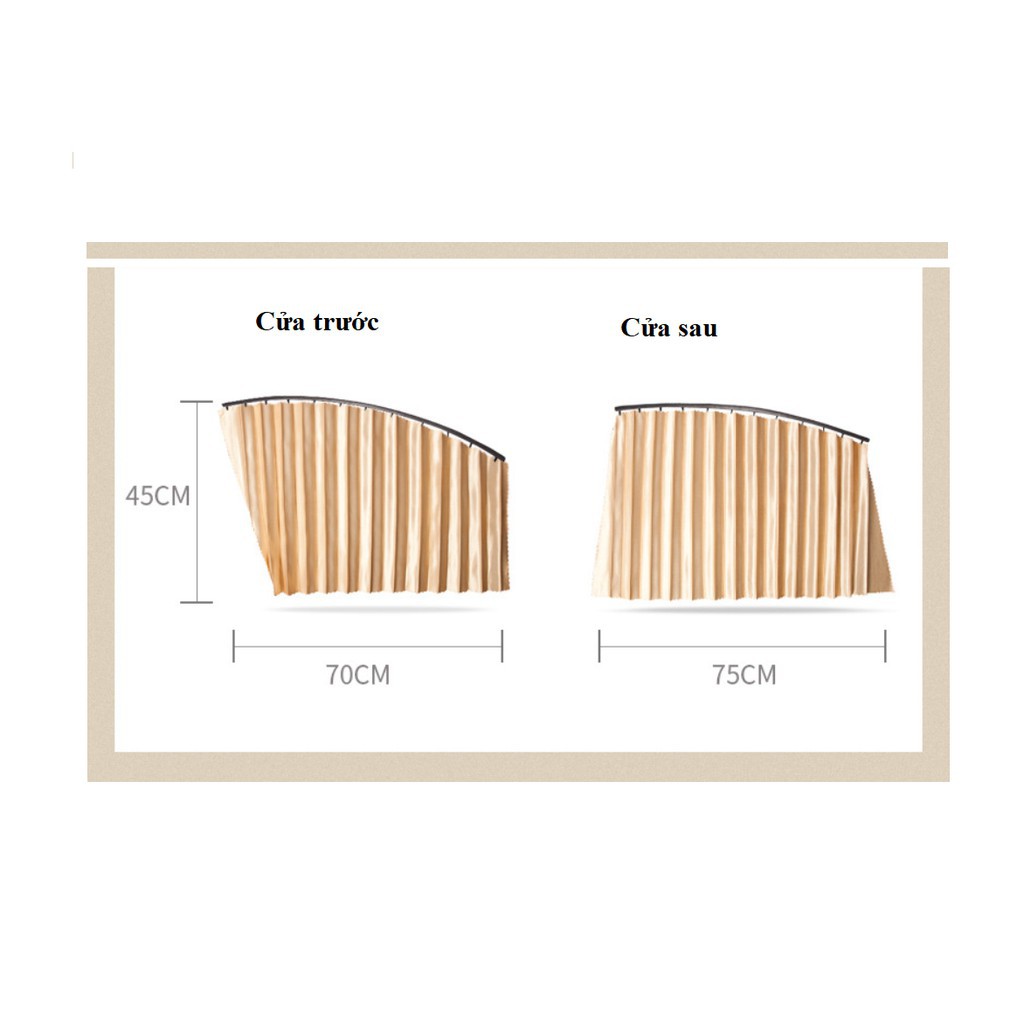 Bộ 4 rèm vải che nắng cánh cửa thông minh trên xe hơi sửa dụng thanh ray nam châm