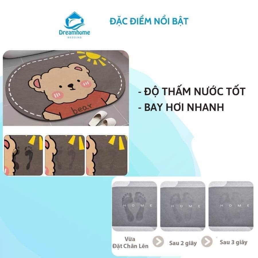 Thảm Lau Chân Hình Bầu Chống Trơn Trượt Thấm Nước 40*60cm Màu Vintage | Liz Flower