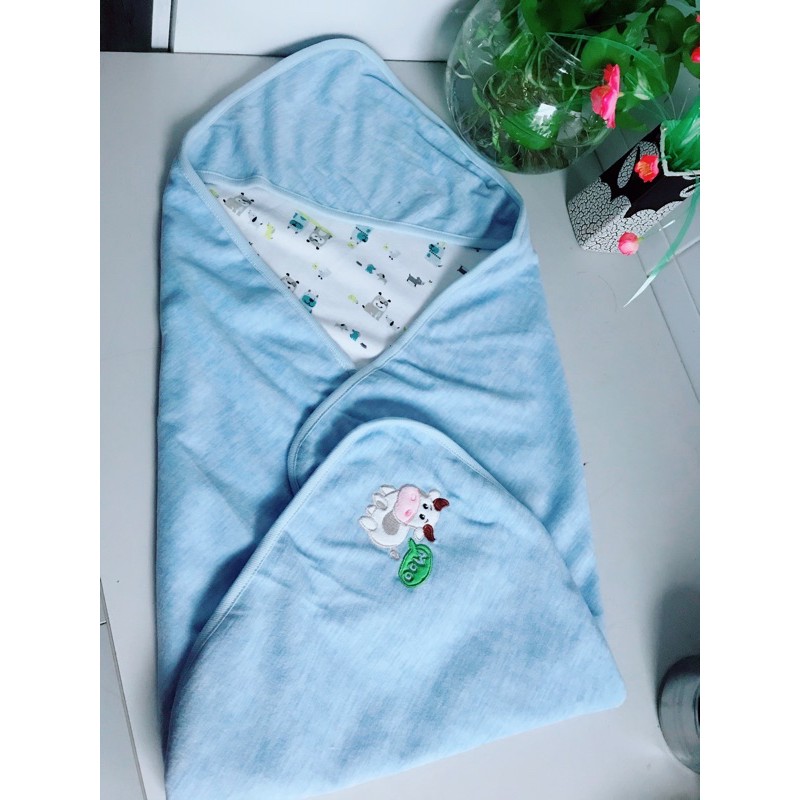 chăn cotton 2 lớp dầy cho bé sơ sinh, chăn đắp, khăn quấn bé sơ sinh