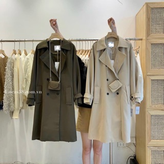 Ảnh Thật - Áo trendcoat dáng dài kèm túi mini