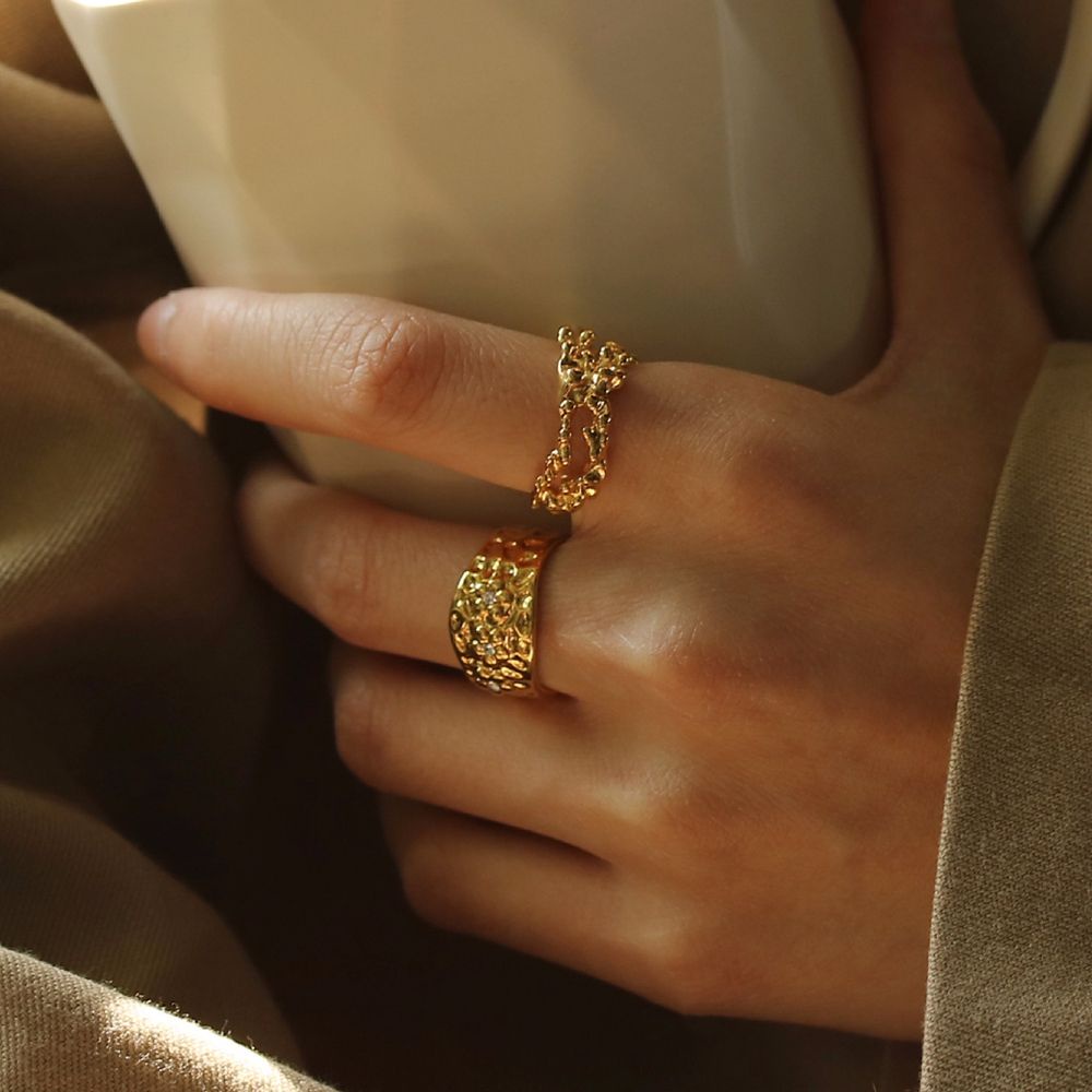 Nhẫn Hở Bằng Hợp Kim Thiết Kế Hình Học Phong Cách Hàn Quốc Cổ Điển Thời Trang Cho Nữ