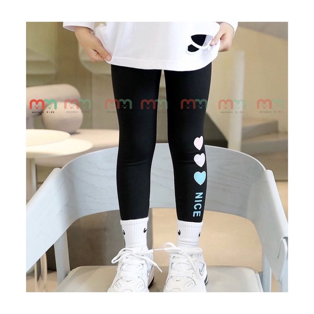 Quần legging dài bé gái thun cotton cao cấp mềm mịn co dãn cho bé 9kg đến 43kg