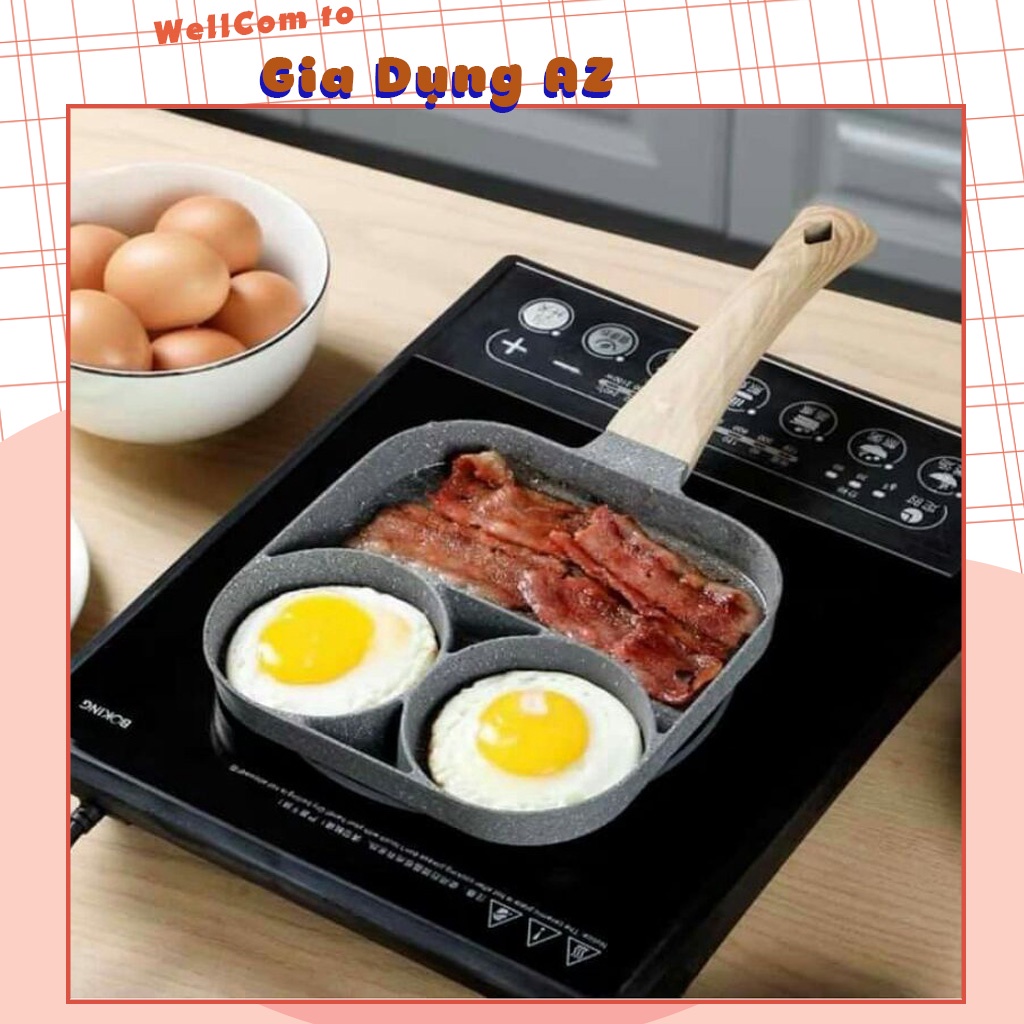 Chảo đá chống dính mini cho bếp từ chảo 3 ô dùng được cho tất cả các loại bếp tiện lợi AZ D2.072