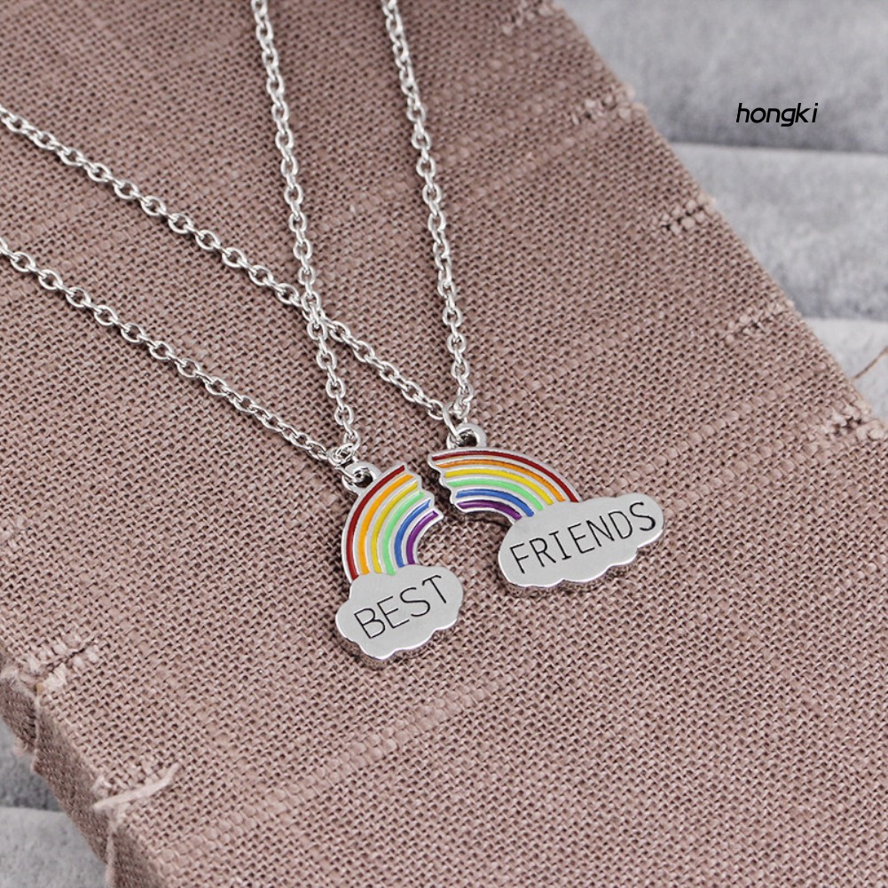 Set 2 Vòng Cổ Tình Bạn Mặt Cầu Vồng Nhiều Màu Sắc Thời Trang Cho Nữ