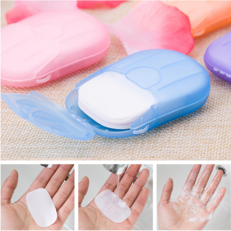 [Hàng mới về] Hộp 20/50 miếng giấy xà phòng rửa tay du lịch có mùi thơm dùng 1 lần