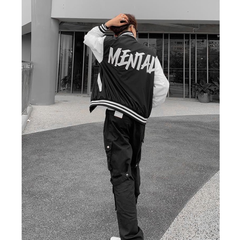 Áo Khoác MENTAL® /College Varsity Jacket/ Đen Trắng