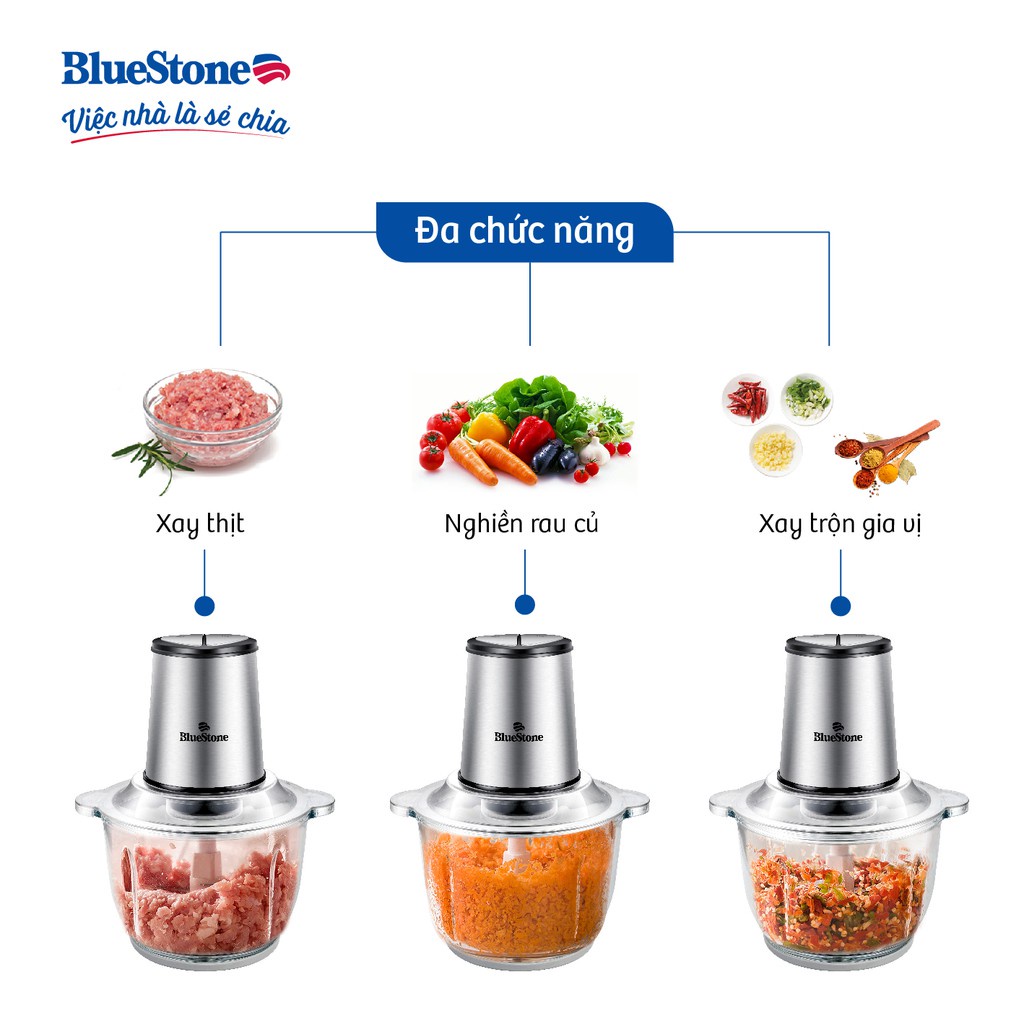 Máy xay thịt BlueStone CHB-5149 2 lít 300W xay thịt, cá, hạt, rau củ, gia vị - Chính hãng BH 12 tháng