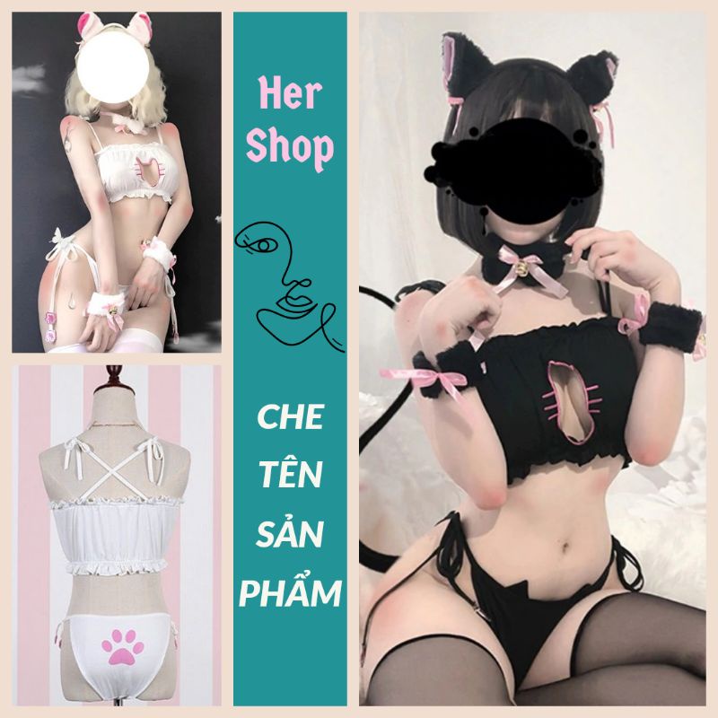 Cosplay mèo sexy vải co dãn - bộ đồ lót nội y hoá trang neko chan