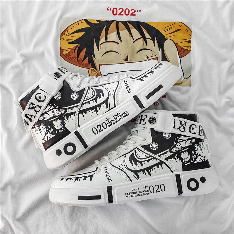 Giày sneaker in họa tiết anime One Piece kiểu dáng thời trang cho nam