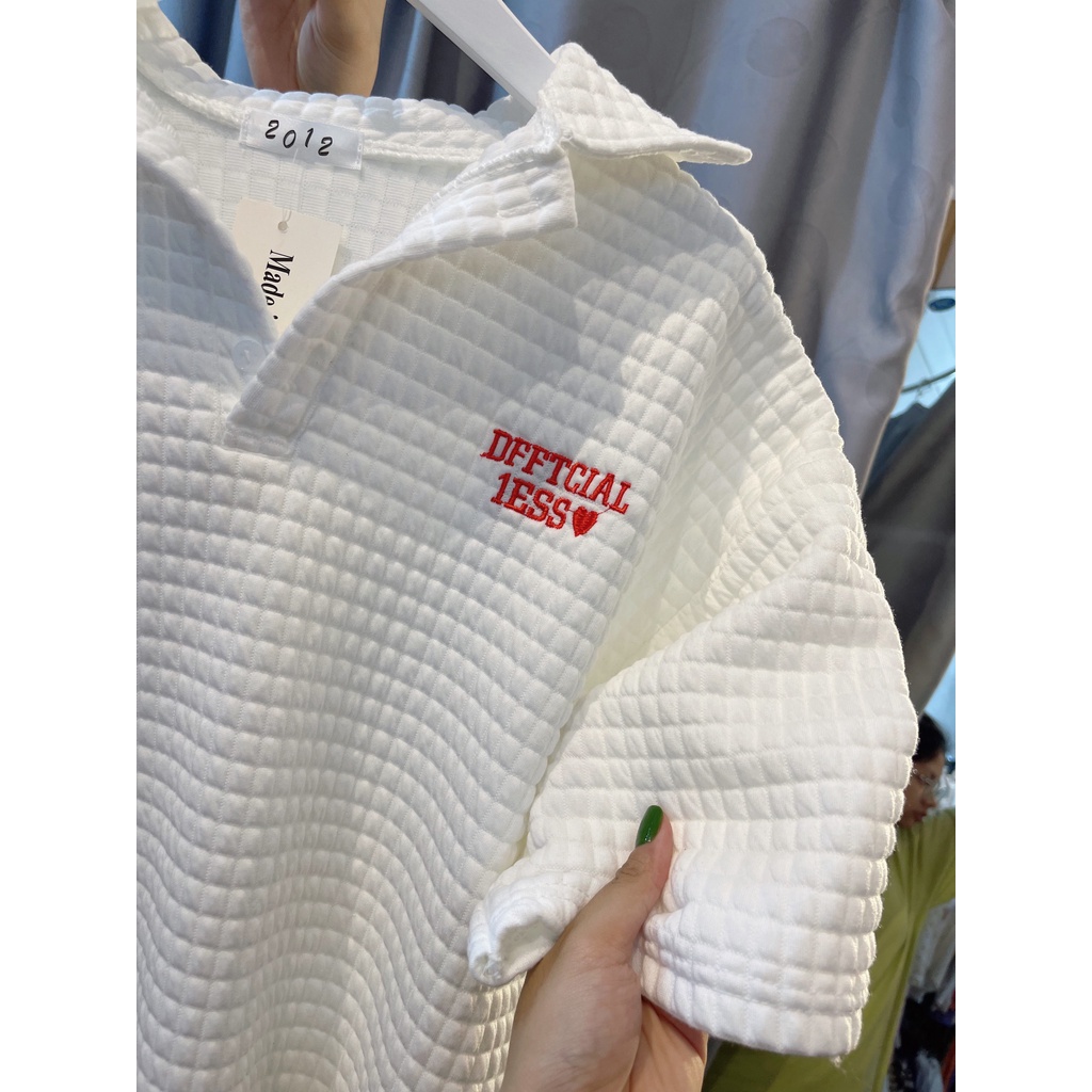 Áo polo chất thun xốp hàng QC thêu chữ đỏ aloshopgl