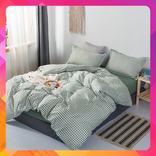 Chăn Ga Gối Cotton mềm mịn / FREESHIP / Mẫu Caro Xanh lá