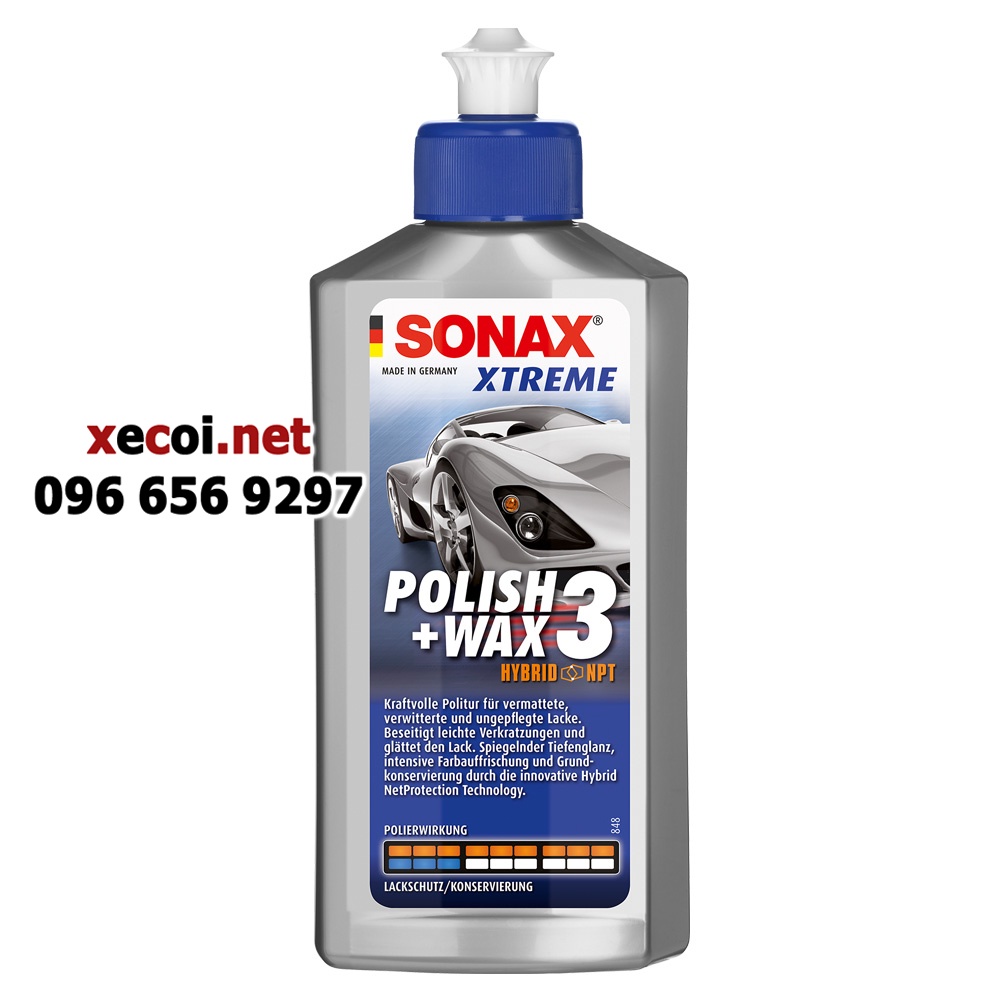 (giá tốt) SONAX POLISH WAX 3 Đánh bóng Xóa xước Phục hồi sơn mờ 250ML