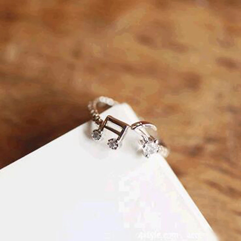 Nhẫn Mở Hình Nốt Nhạc Đính Đá Thời Trang Cho Nữ