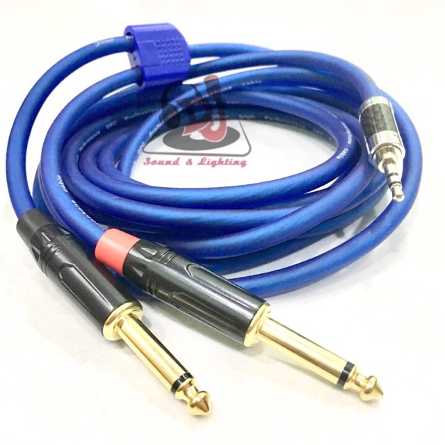 Dây rắc 3.5 li ra 2 Jack 6 ly dây 2 mét phát nhạc latop máy tính điện thoại