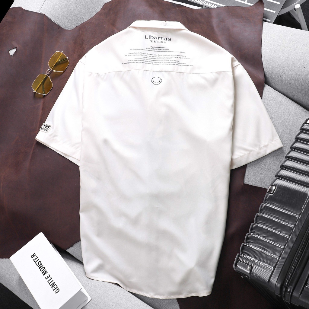MENDE - Libartas Shirt Màu Kem - Áo sơ mi nam tay ngắn