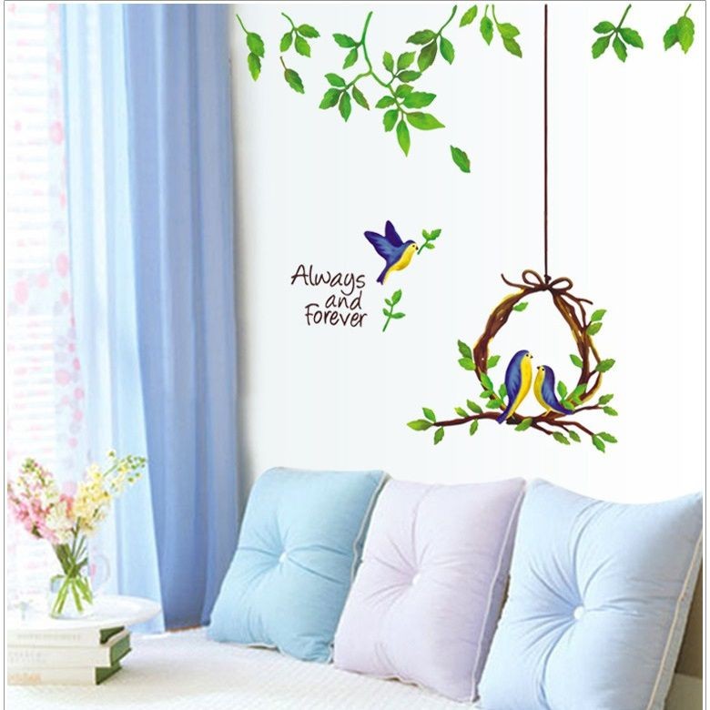 Decal dán tường 3D [THANH LÝ] trang trí nhà cửa tranh Tổ chim - DH046