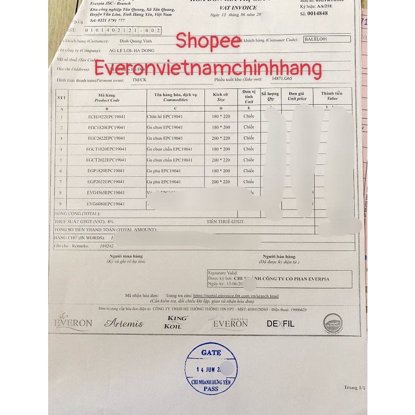 Ga phủ ga chun chần chăn hè Everon chính hãng màu nâu EPC19041 cotton