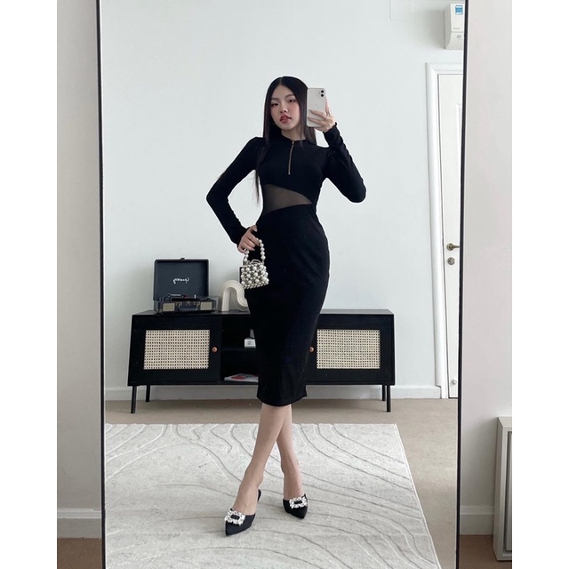 Lulus Dress - Đầm ôm body phối lưới