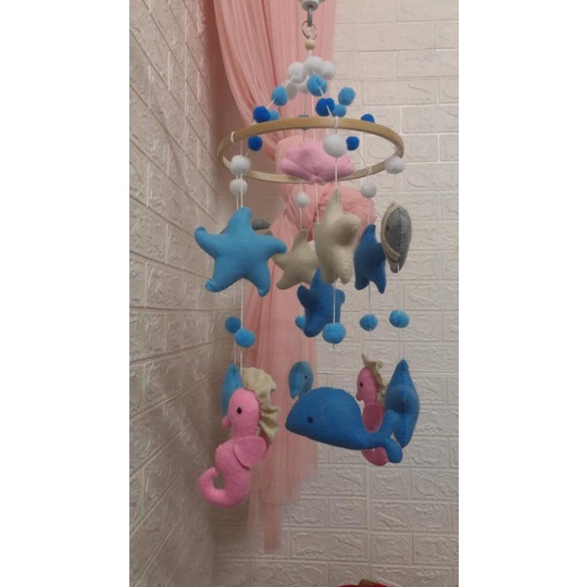 GIÁ SỐC - BỘ TREO NÔI MÀU SẮC CHỦ ĐỀ ĐẠI DƯƠNG XANH CHÓ BÉ ( TẶNG KÈM BẢNG TÊN) MS04