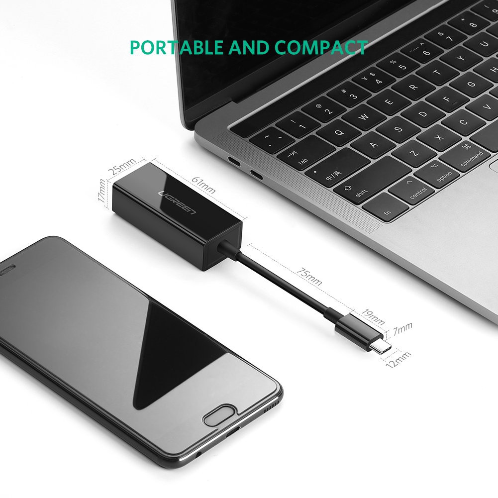 UGREEN 50307 - Cáp chuyển đổi USB type C sang Lan tốc độ cao Gigabit 1000Mb ✔HÀNG CHÍNH HÃNG ✔