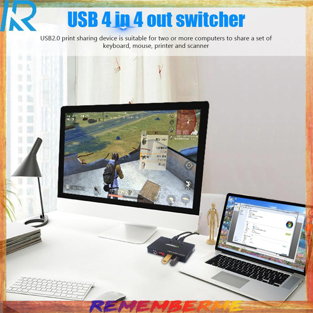 4 Ports KVM USB Switch Printer Monitor 4 In 4 Out Extender Splitter Box