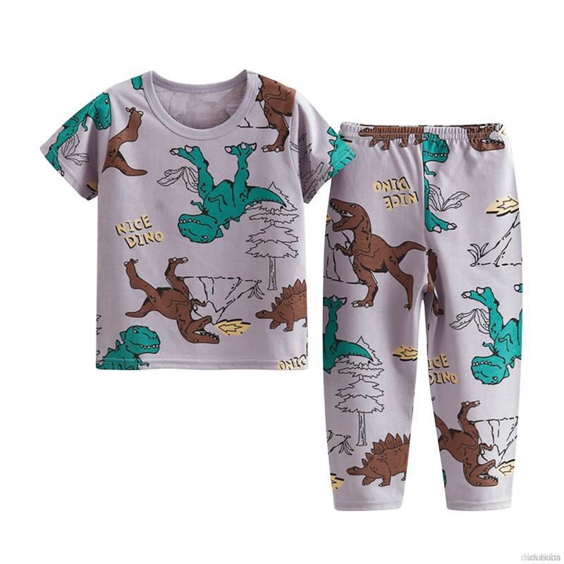 Bộ Đồ Ngủ Cotton Ngắn Tay Họa Tiết Hoạt Hình Dễ Thương Cho Bé Trai Từ 0-6 Tuổi