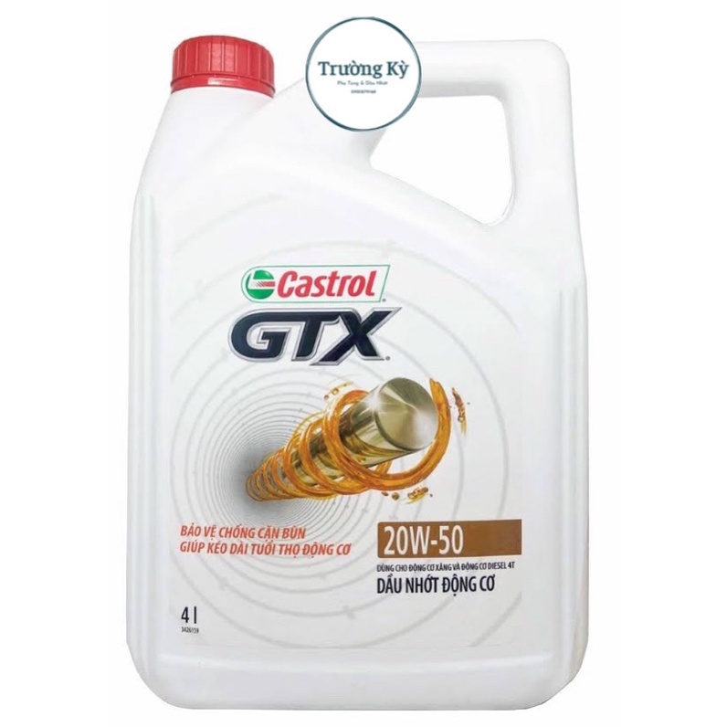 Nhớt Castrol GTX 20W-50 và 15W-40 dành cho ô tô 4 Lít