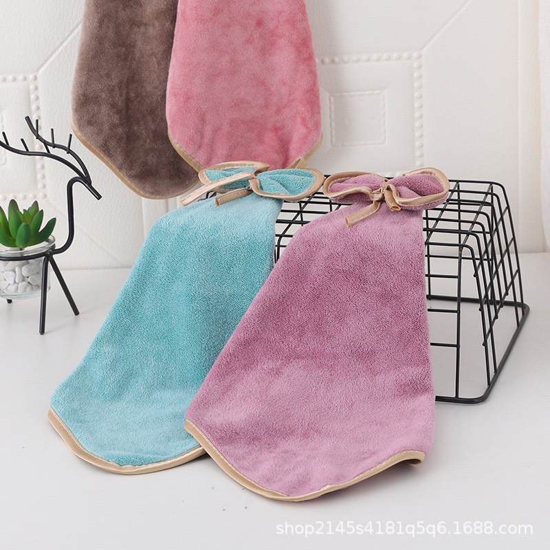 Khăn lau tay nhà bếp, khăn lau chén dĩa nơ viền vàng