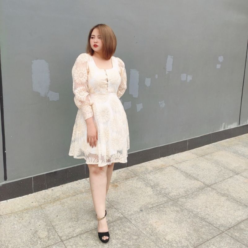 Đầm Bigsize, Váy Bigsize 60-100Kg Đầm Ren Hoa Cúc D578 A