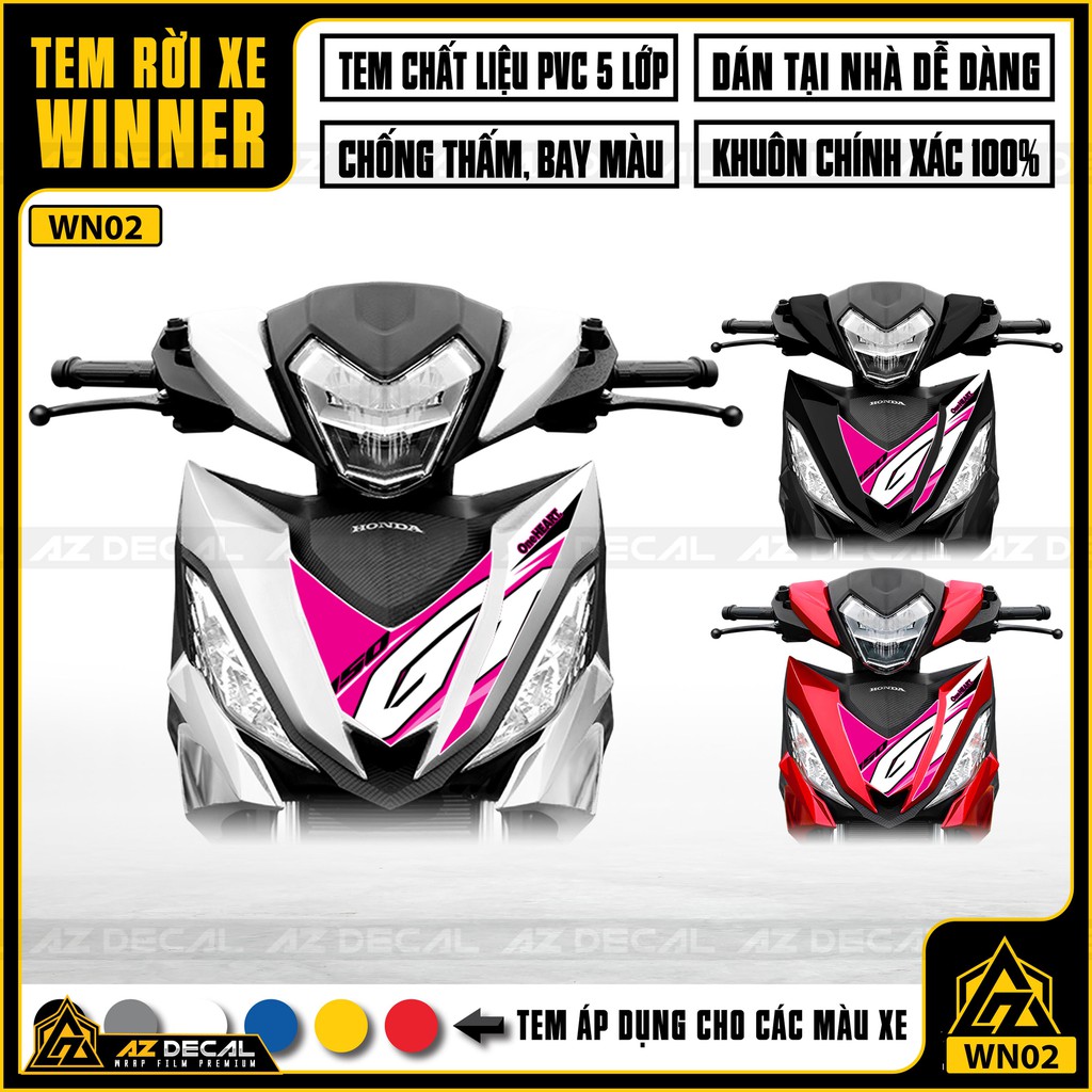 Tem Xe Honda Winner 150 Mẫu GP | WN02 | Chất Liệu Decal PVC Cao Cấp Chống Nước, Chống Phai Màu, Dễ Dán