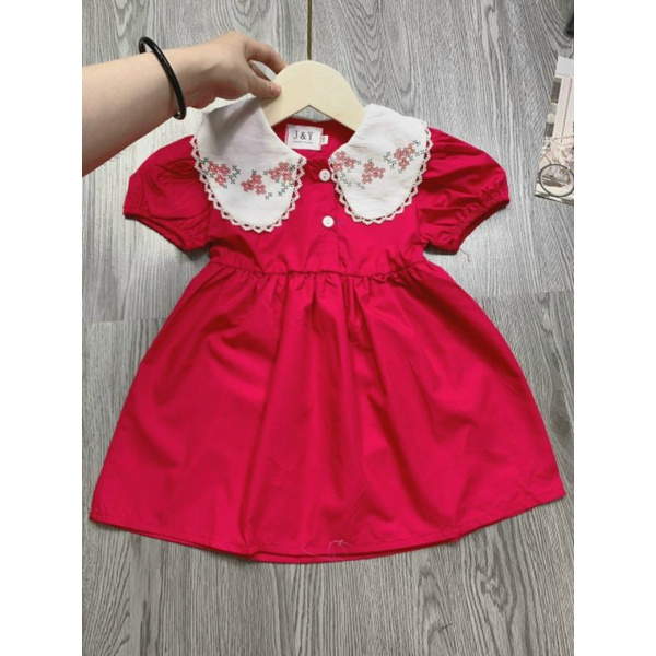 VÁY BABYDOL ĐỎ CỔ TRẮNG IN HOA CHO BÉ