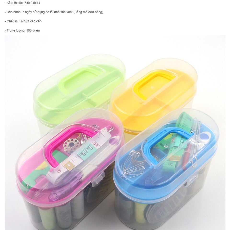 Bộ kim chỉ may vá đa năng nhiều món kèm hộp đựng trong suốt siêu gọn