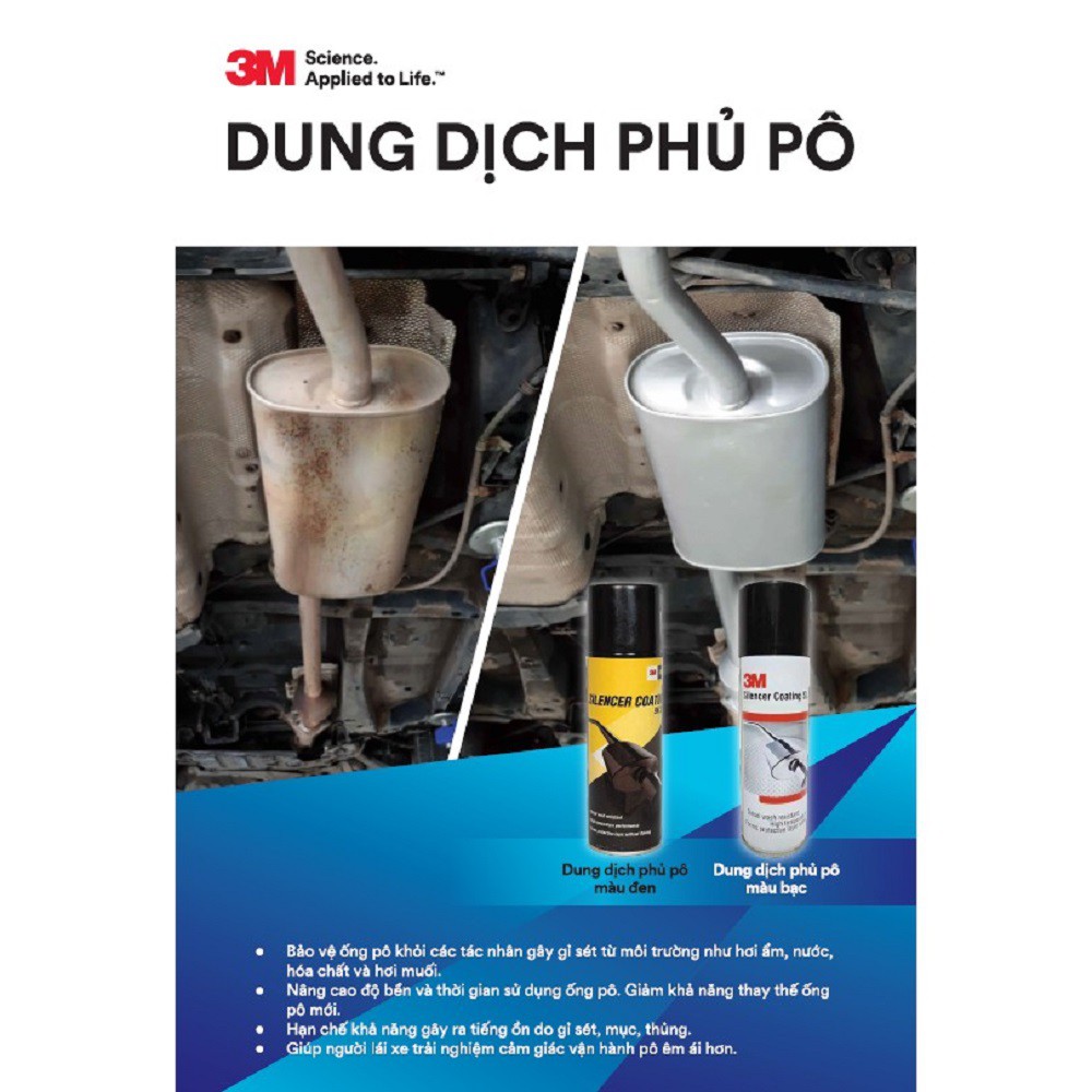 CHAI PHỦ BẢO VỆ PÔ-ỐNG XẢ 3M 250ML BẠC giúp bảo vệ ống bô khỏi các tác nhân gây rỉ sét từ môi trường hơi ẩm, nước mưa.