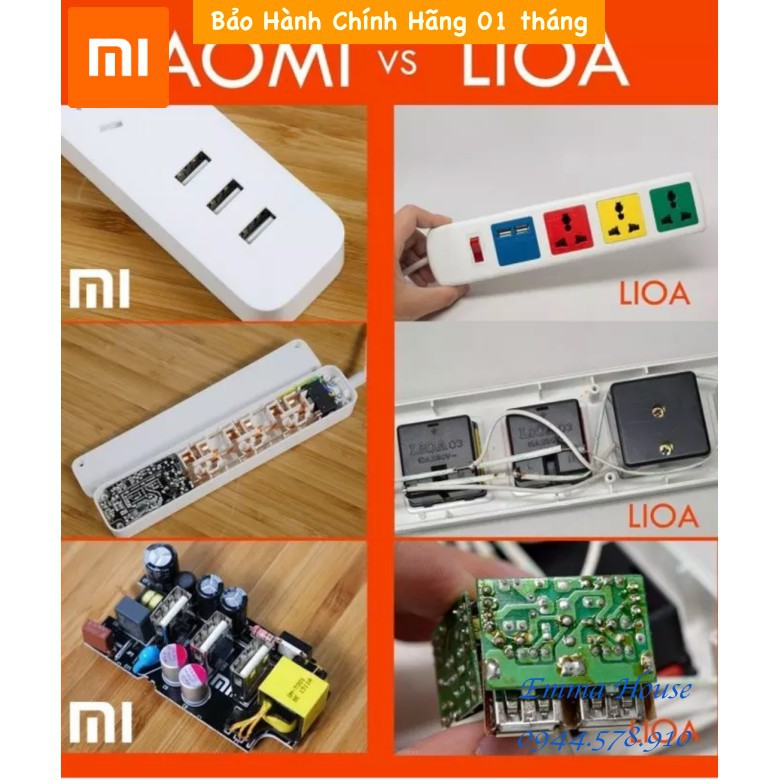 [LN1231]  Ổ điện Xiaomi Mi Power Strip 3 cổng USB 2A xạc nhanh / BH Chính Hãng 1 tháng (màu đen)
