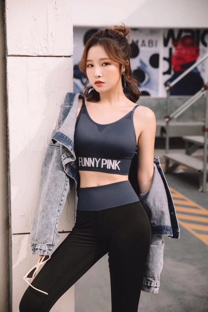 BỘ TẬP GYM NỮ FUNNY PINK 2 DÂY SIÊU HOT