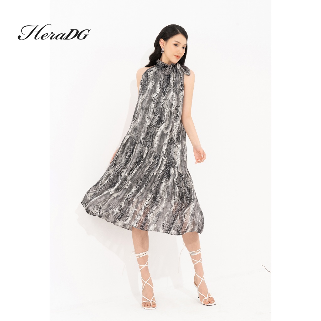 Đầm Nữ Sát Nách HeraDG Thiết Kế Dáng Xòe Kết Hợp Nơ Cổ Nữ Tính Trẻ Trung, Chất Liệu Tơ Cao Cấp, Mềm Mại SDPBB2002