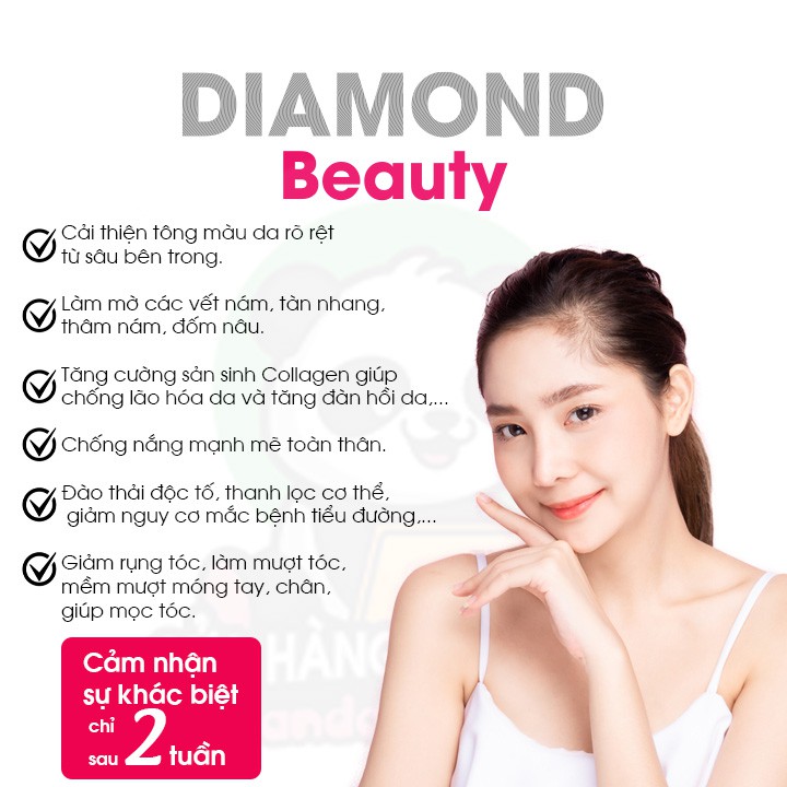 Viên uống trắng da chống nắng Diamond Beauty USA bổ sung collagen giúp đẹp da giảm nám tàn nhang và bổ sung nội tiết tố | Thế Giới Skin Care