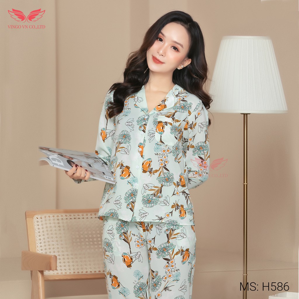 Bộ Đồ Pyjama Mặc Nhà Nữ VINGO Cát Hàn Không Nhăn Mùa Thu Đông Tay Dài Quần Dài Họa Tiết Nhiều Màu H586 VNGO - TDQD | WebRaoVat - webraovat.net.vn