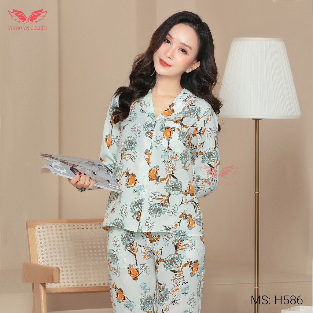 Bộ Đồ Pyjama Mặc Nhà Nữ VINGO Cát Hàn Không Nhăn Mùa Thu Đông Tay Dài Quần Dài Họa Tiết Nhiều Màu H586 VNGO - TDQD | BigBuy360 - bigbuy360.vn