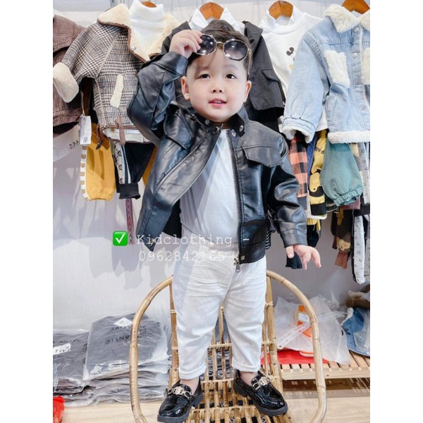 Áo khoác da bé trai dầy đẹp hàng bán shop
