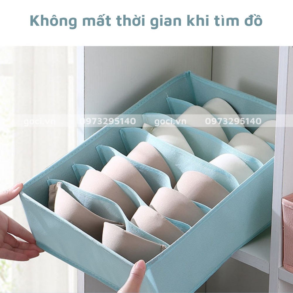 Hộp vải đựng đồ lót tất vớ áo ngực bra chia nhiều ngăn vải không dệt 6 7 20 ngăn VNXK tiện lợi tiết kiệm không gian