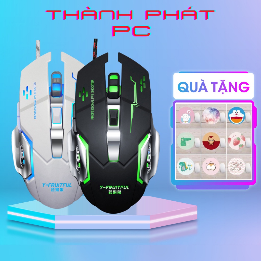 Chuột máy tính gaming có dây Yunguoguo G53 dây dù cao cấp chống đứt gãy full LED RGB đổi màu