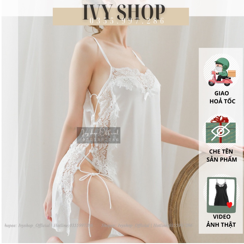 Váy Ngủ Phi Lụa Xẻ Sườn Xương Cá Gợi Cảm - XC170 - Đầm Ngủ Sexy Freesize, BigSize