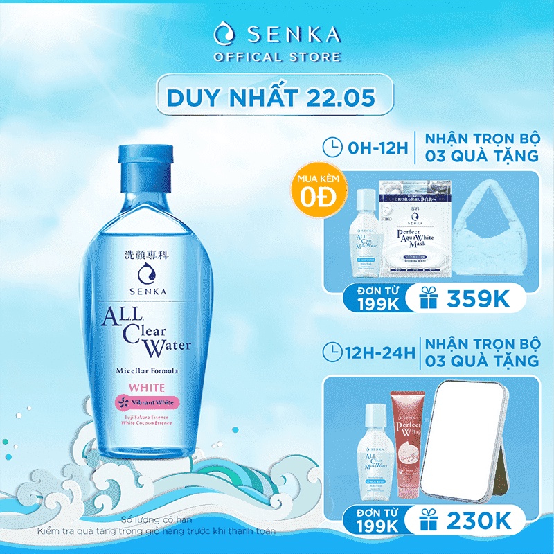 Nước tẩy trang dưỡng trắng Senka All Clear Water Micellar Formula White 230ml