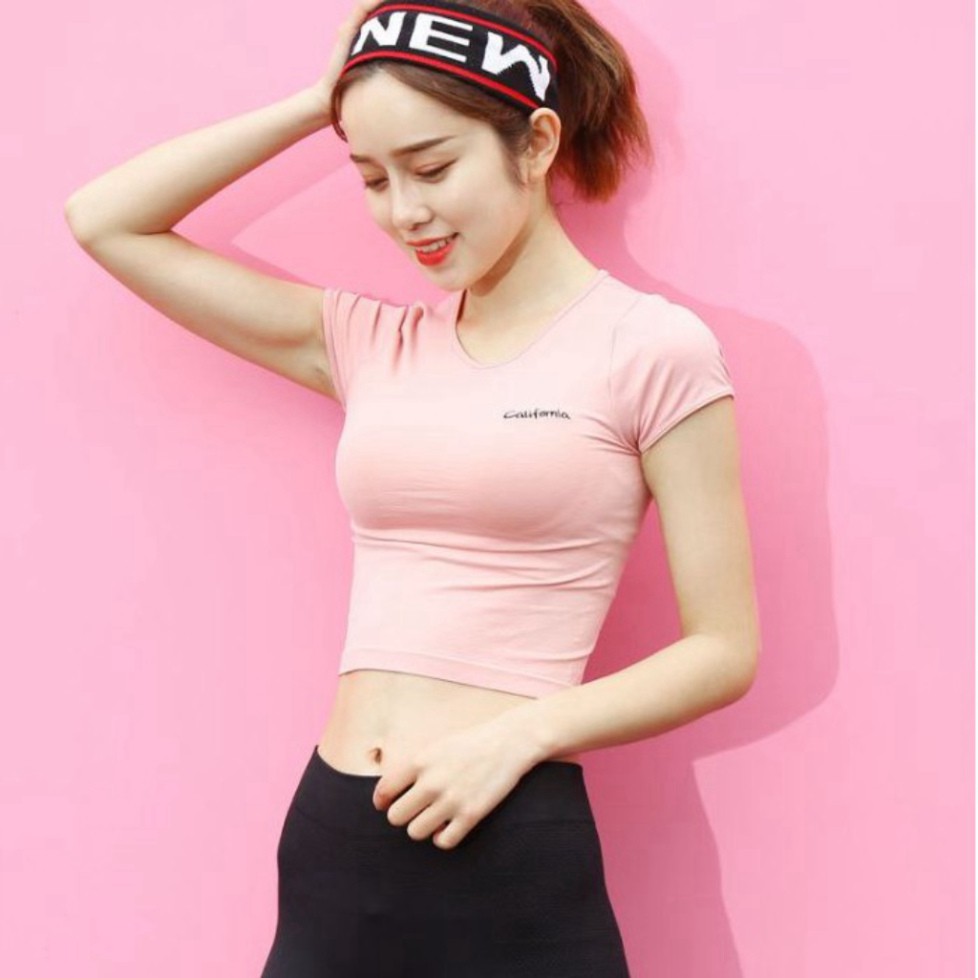 [FREESHIP]Áo Thun Phông Thể Thao Ngắn Thể Thao nữ California (Đồ tập gym,yoga) Croptop