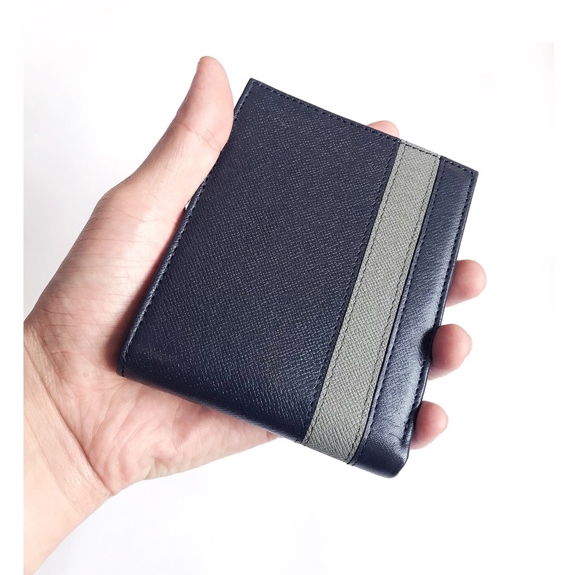 Ví da Saffiano phối 2 màu sang trọng,ví da bò thật bảo hành 2 năm